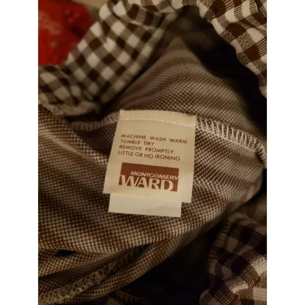 70s Deadstock Brown Plaid Pleated‎ Pants - Picture 6 of 6